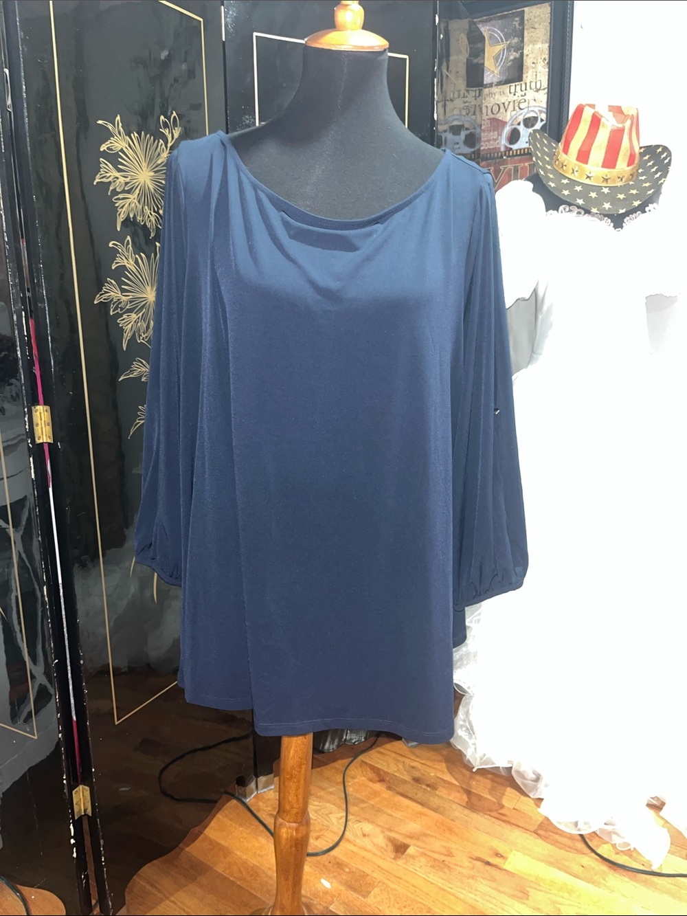 The Limited Navy Long Sleeve Tunic Top